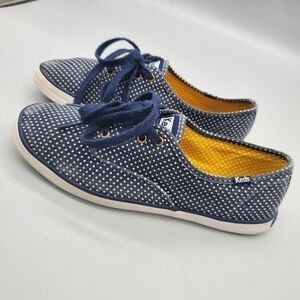 KEDS Champion Navy Polka Dot Classic Sneakers Women Size 7 Shoes WF53429M